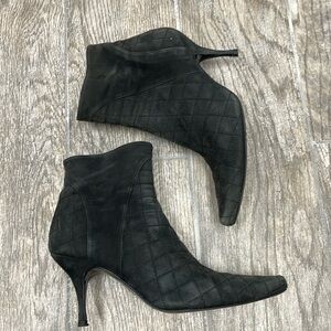 Delman Black Suede Heeled Booties Size 7.5